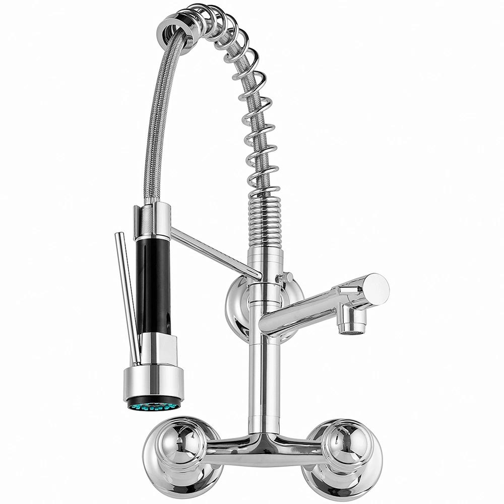 Torneira Para Cozinha Gourmet Duplo Comando De Parede Munim Pingoo.casa - Cromado