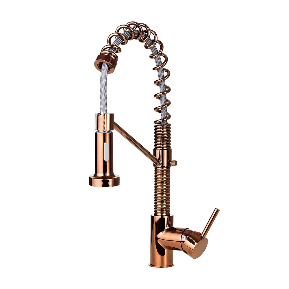 Torneira Para Cozinha Gourmet Misturador Monocomando Extensível Em Aço Inox Escovado Araguari Pingoo.casa - Dourado Rose