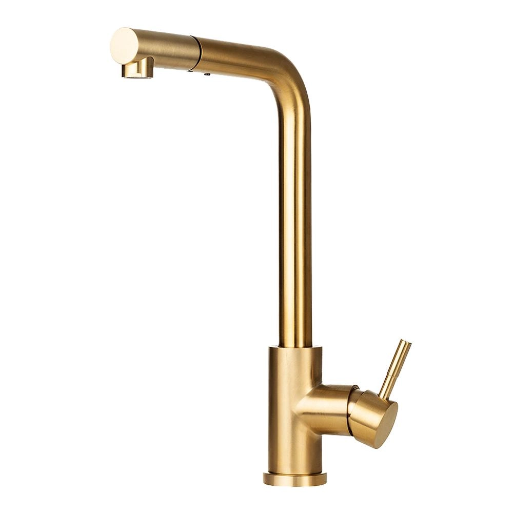 Torneira Para Cozinha Gourmet Misturador Monocomando Extensível Gurupi Aço Inox 304 Pingoo.casa - Dourado Escovado