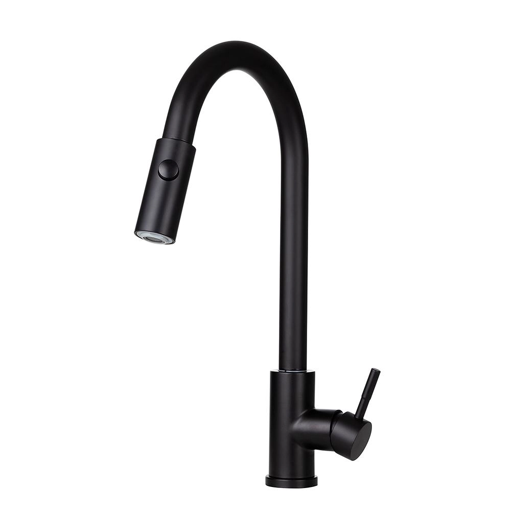Torneira Para Cozinha Gourmet Misturador Monocomando Em Aço Inox 304 Fosco Muru Pingoo.casa - Preto