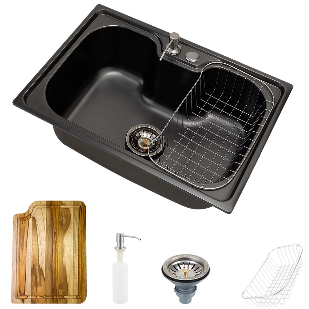 Cuba Para Cozinha Gourmet Pia Aço Inox Com Acessórios Carajás Com Tábua De Corte Pingoo.casa - Preto