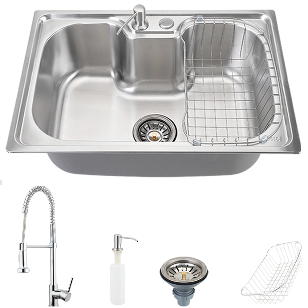 Cuba Para Cozinha Gourmet Pia Aço Inox Com Acessórios Carajás Pingoo.casa E Torneira Monocomando Envira Pingoo.casa