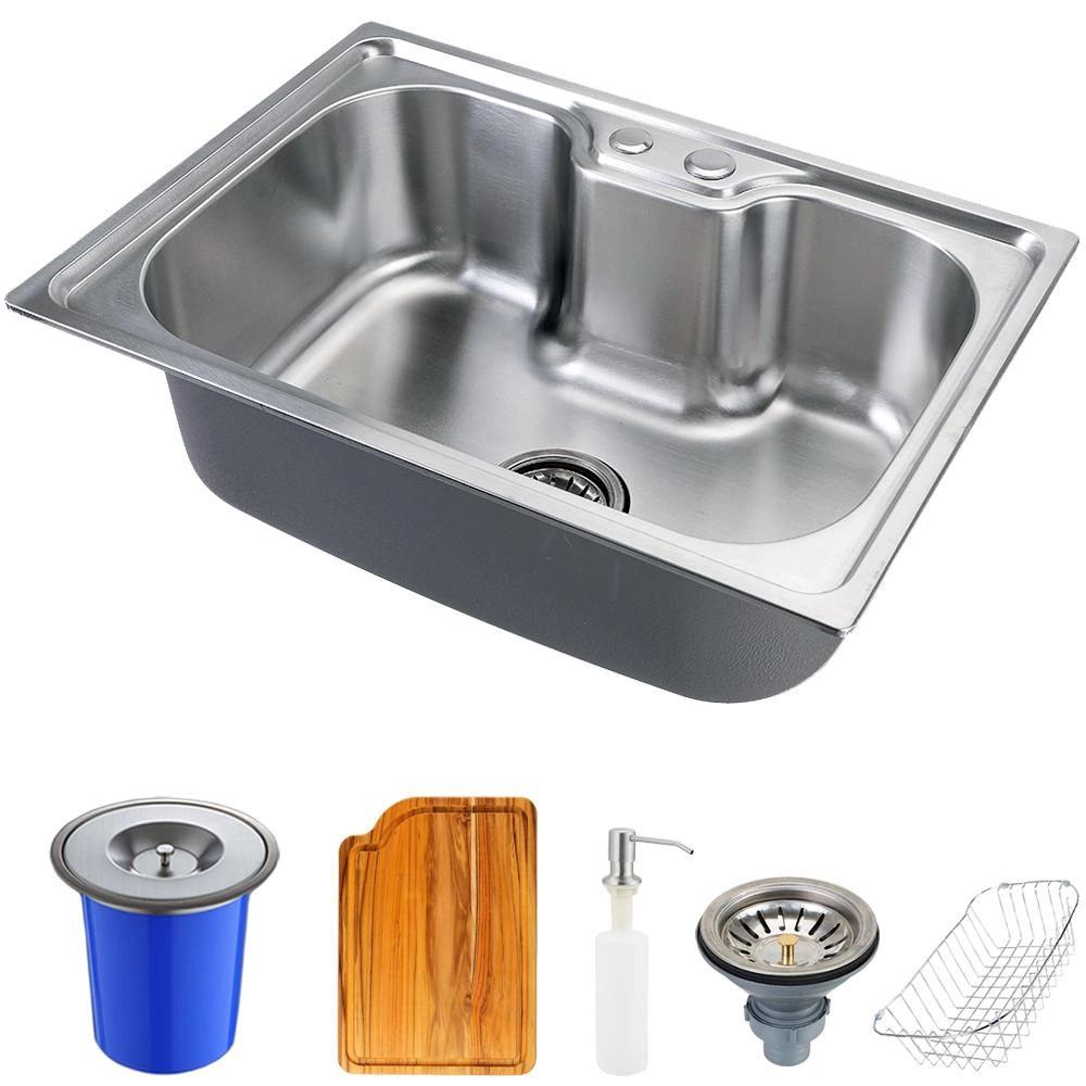 Cuba Para Cozinha Gourmet Pia Aço Inox Com Acessórios Tábua De Corte E Lixeira Nawa 50 Cm Pingoo.casa
