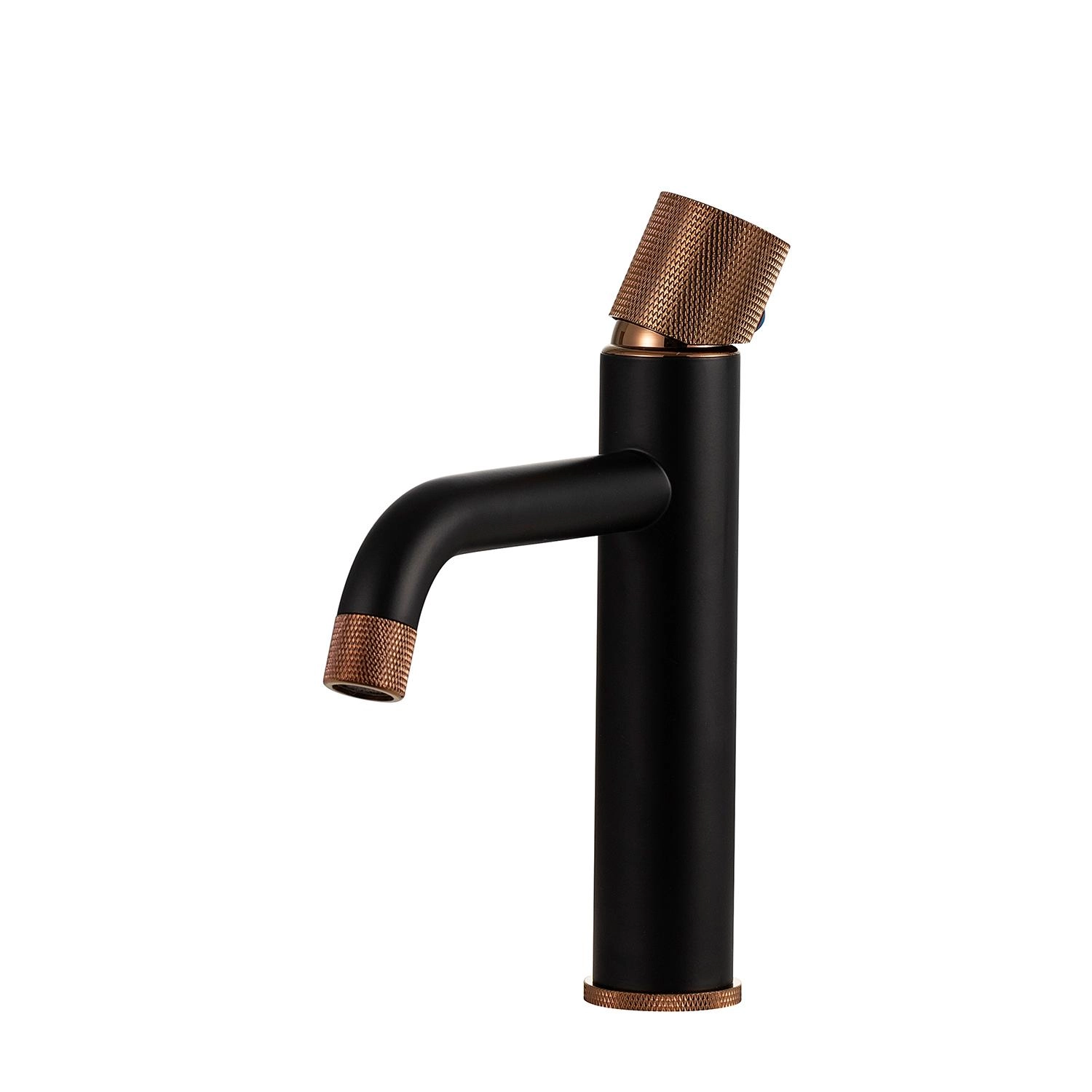 Torneira Para Banheiro Misturador Monocomando Baixa Jagui Pingoo.casa - Preto E Dourado Rose