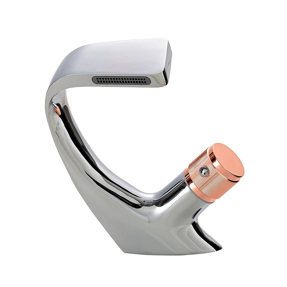 Torneira Para Banheiro Cascata Misturador Monocomando Baixa Cairu Pingoo.casa - Prata E Rose