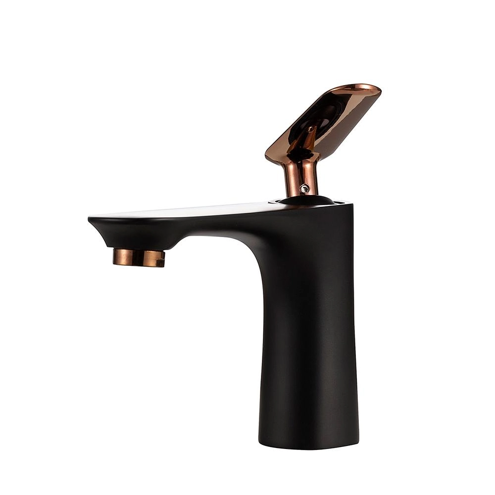 Torneira Para Banheiro Misturador Monocomando Baixa Caeté Preto E Rose Pingoo