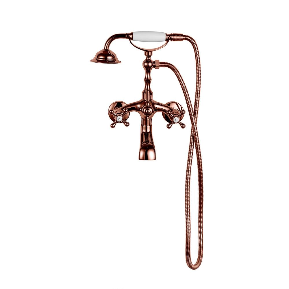 Misturador Duplo Comando De Parede Para Banheira Retrô Vintage Itinga Pingoo.casa - Dourado Rose