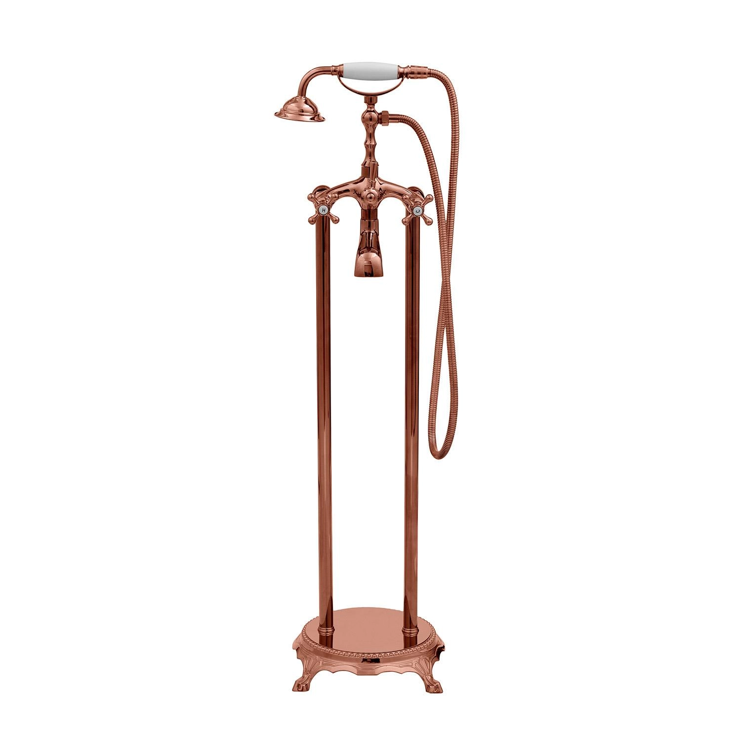 Misturador Duplo Comando De Piso Para Banheira Retrô Vintage Itinga Pingoo.casa - Dourado Rose