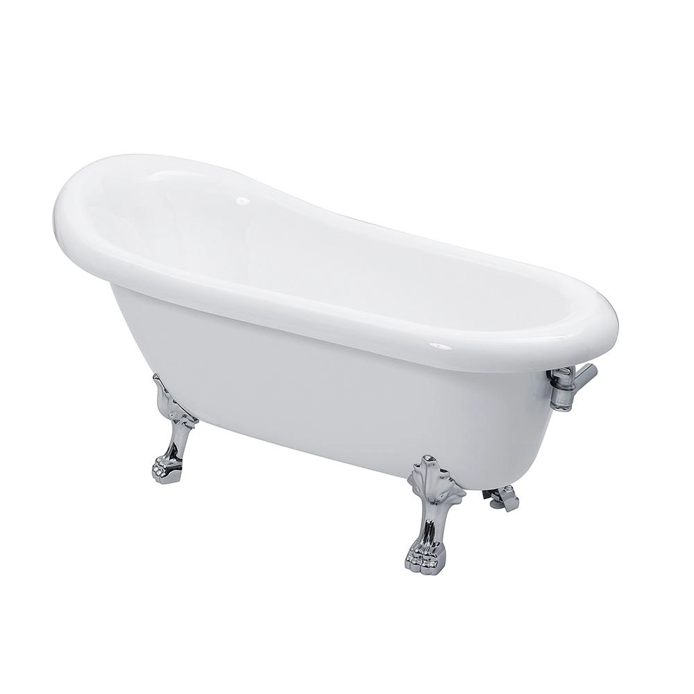 Banheira Vitoriana Freestanding Imersão Acrílico 155 cm Jade Pingoo.casa - Branco