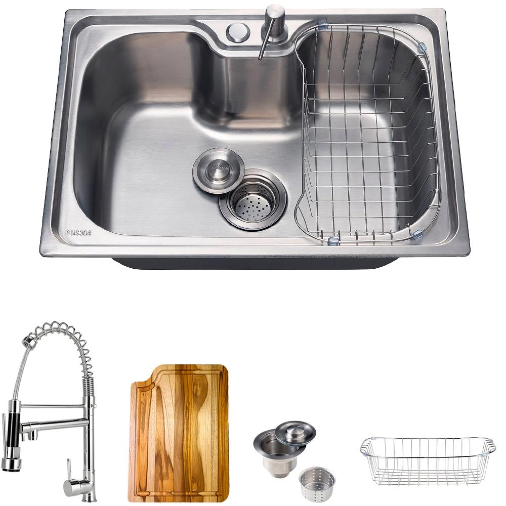 Cuba Para Cozinha Gourmet Pia Aço Inox 304 Com Acessórios Tábua De Corte Borari E Torneira Gourmet Munim Pingoo.casa