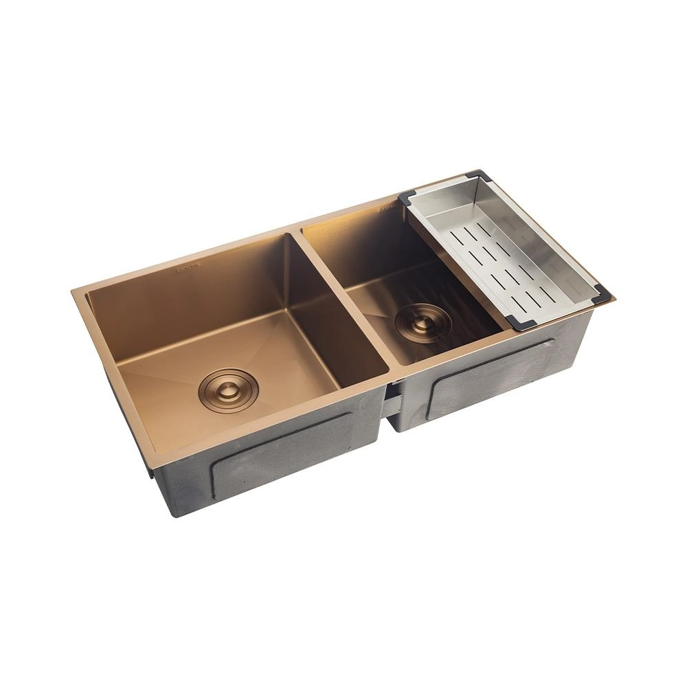 Cuba Dupla Para Cozinha Gourmet Aço Inox 304 Tukano 86x44 Cm Pingoo.casa - Dourado Rose