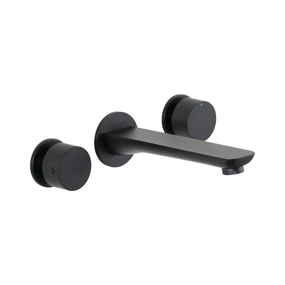 Torneira Para Banheiro Misturador Duplo Comando De Parede Piau Pingoo.casa - Preto