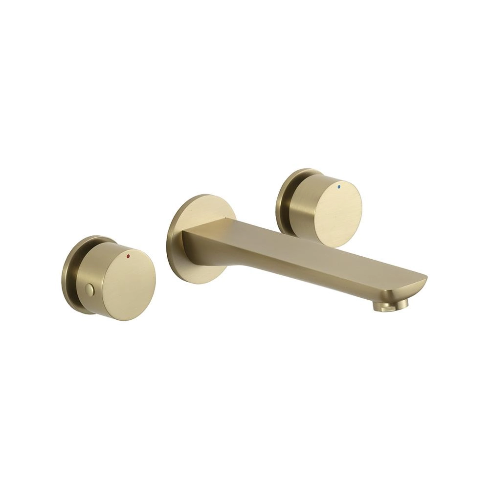 Torneira Para Banheiro Misturador Duplo Comando De Parede Piau Pingoo.casa - Dourado