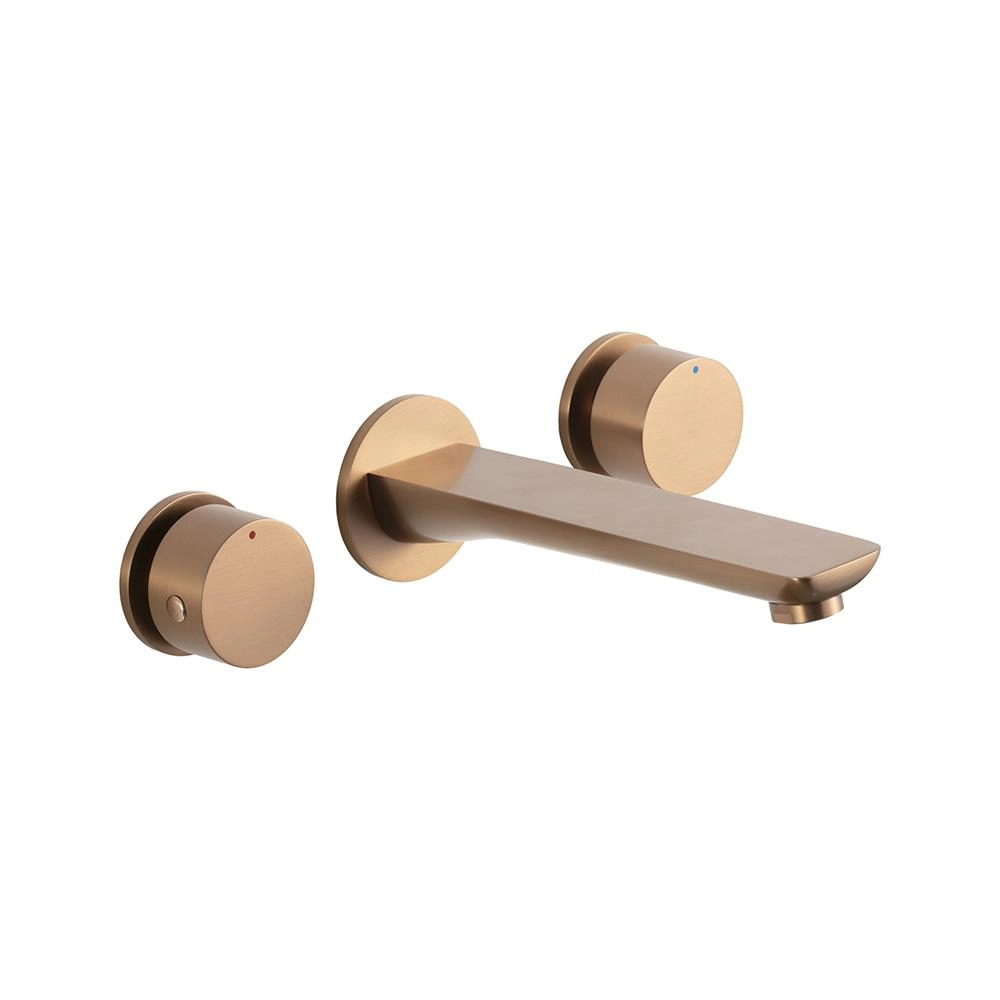 Torneira Para Banheiro Misturador Duplo Comando De Parede Piau Pingoo.casa - Dourado Rose