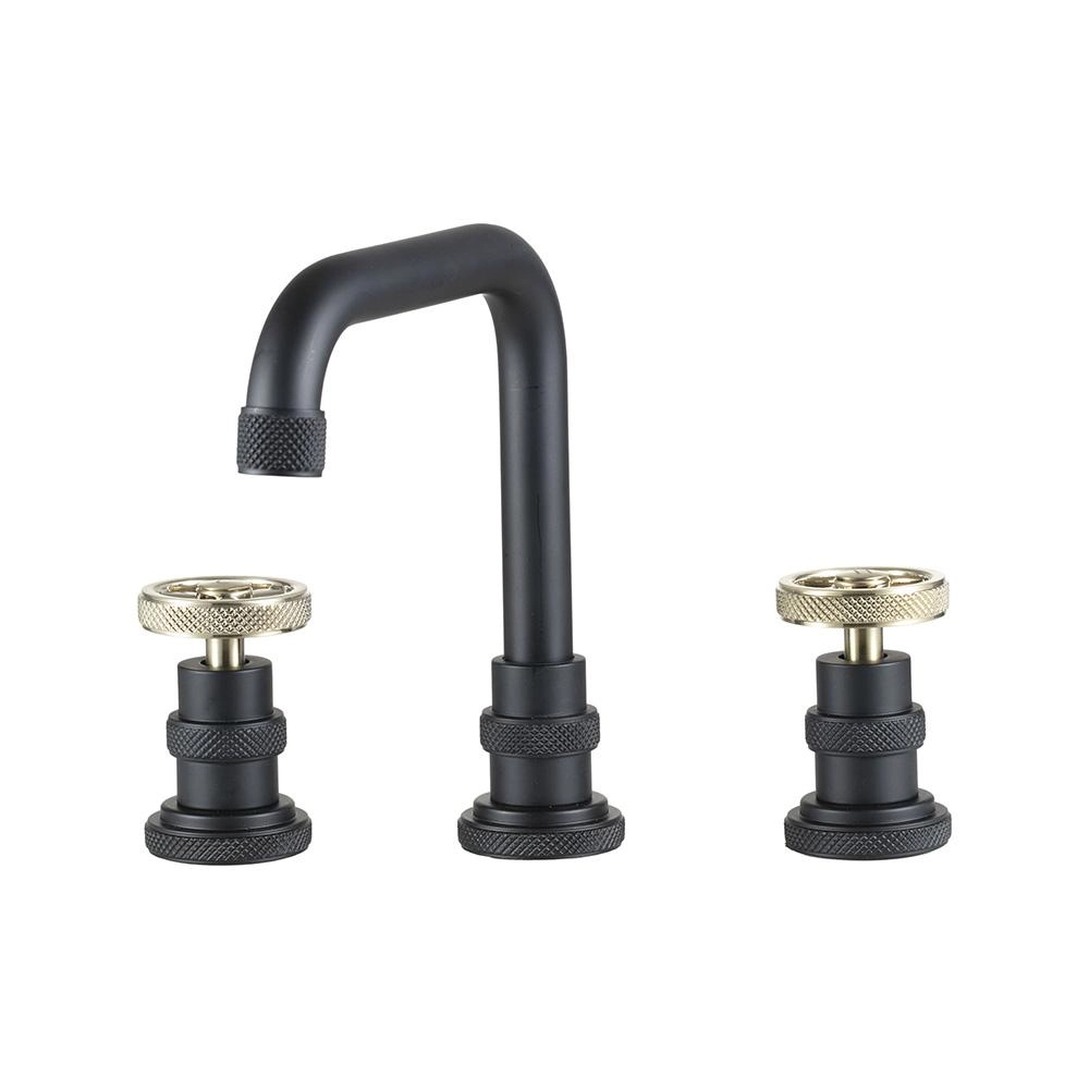Torneira Para Banheiro Misturador Duplo Comando Jatobá Pingoo.casa - Preto E Dourado