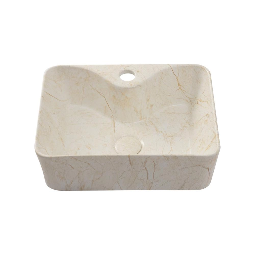Cuba De Apoio Para Banheiro Retangular Slim Louça Cerâmica 40 Cm Cornalina Pingoo.casa - Marmorizado Gold