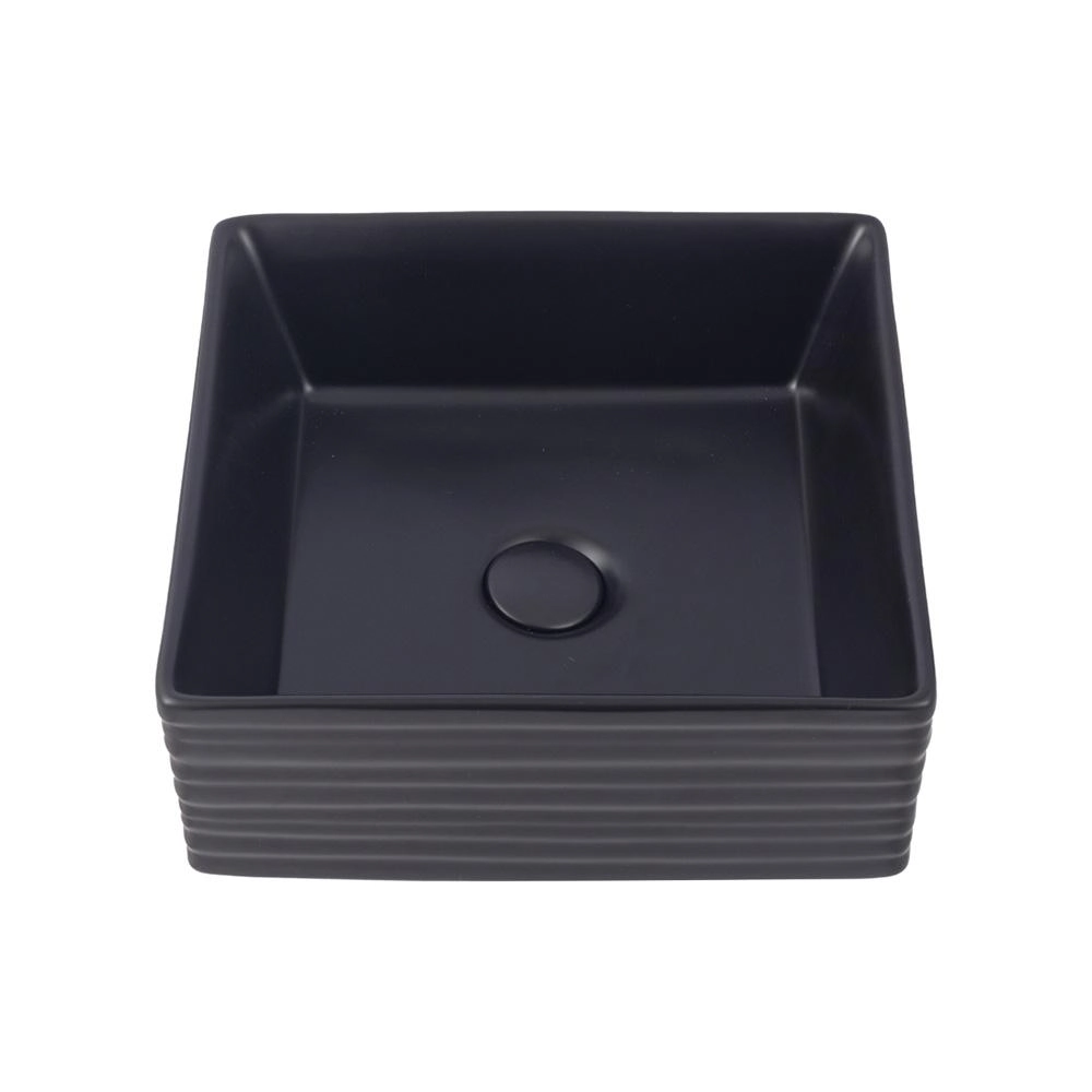 Cuba De Apoio Para Banheiro Quadrada Slim Louça Cerâmica 38 Cm Larimar Pingoo.casa - Preto Fosco