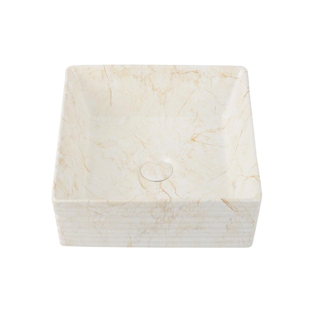 Cuba De Apoio Para Banheiro Quadrada Slim Louça Cerâmica 38 Cm Larimar Pingoo.casa - Marmorizado Gold