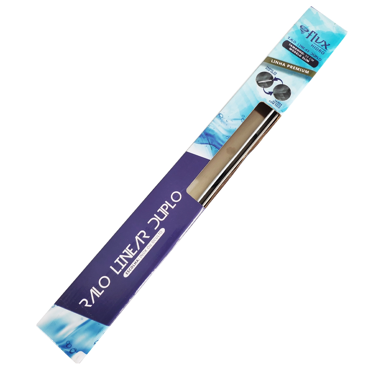 Ralo Oculto Duplo Linear 90cm Inox