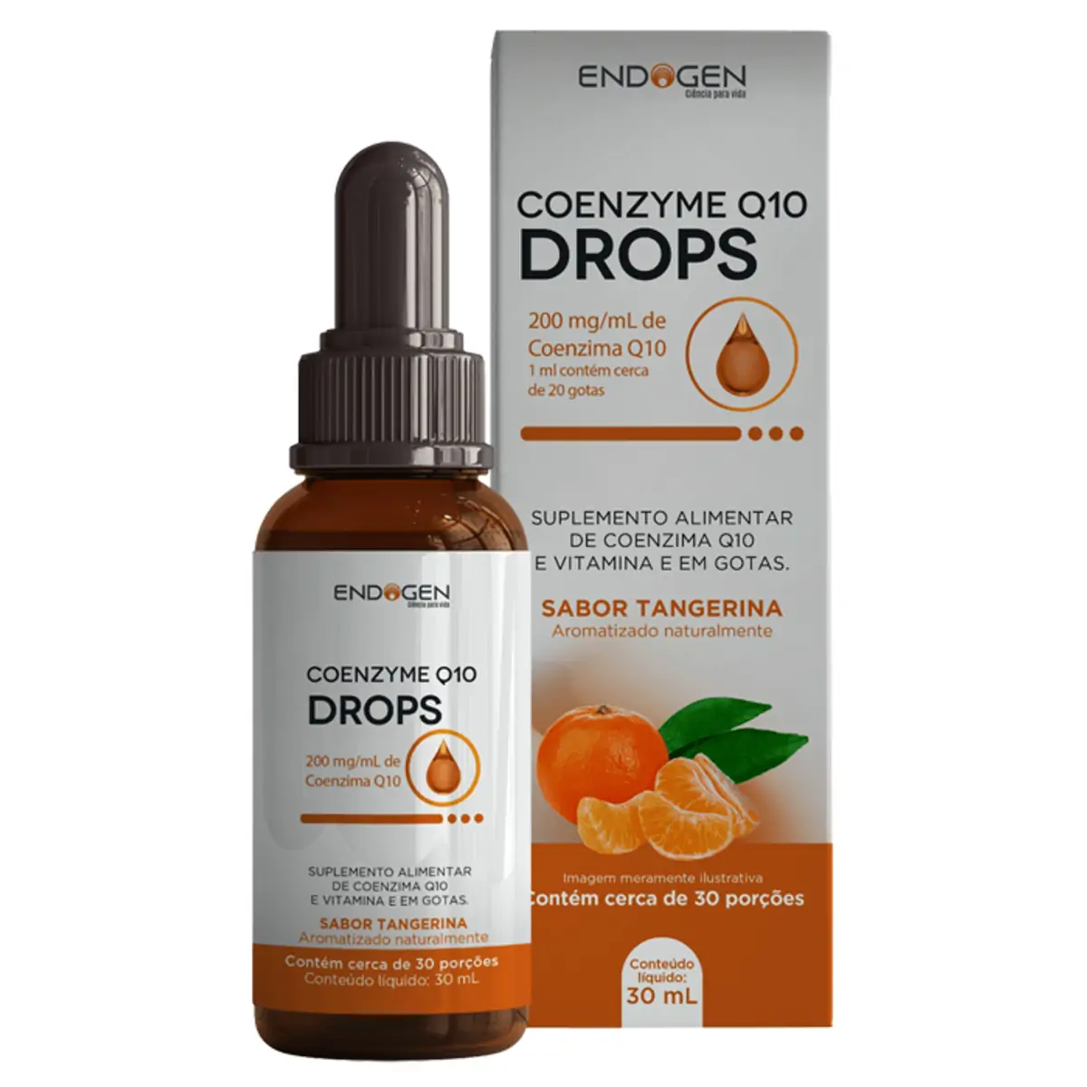 Suplemento Alimentar Endogen Coenzyme Q10 Drops 200mg/ml Tangerina 30ml Gotas