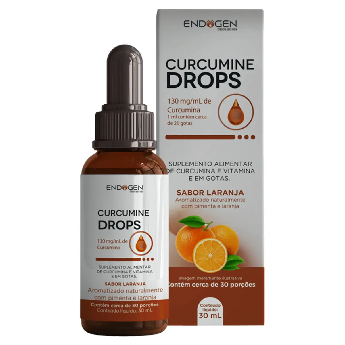 Suplemento Alimentar Endogen Curcumine Drops Pimenta e Laranja 30ml Gotas