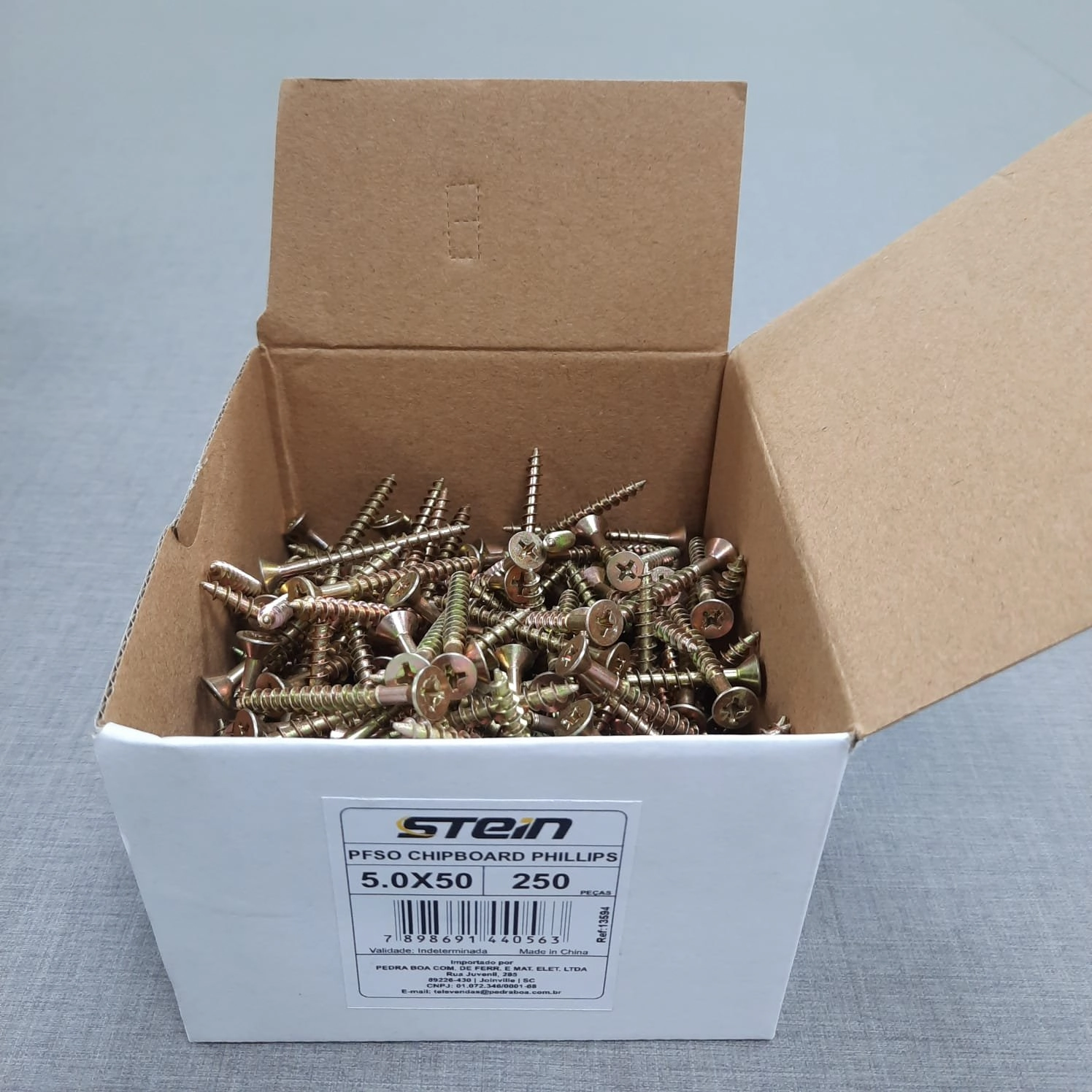Parafuso Chipboard Bicromatizado Phillips Stein - 5.0x50 Caixa 250 Pçs