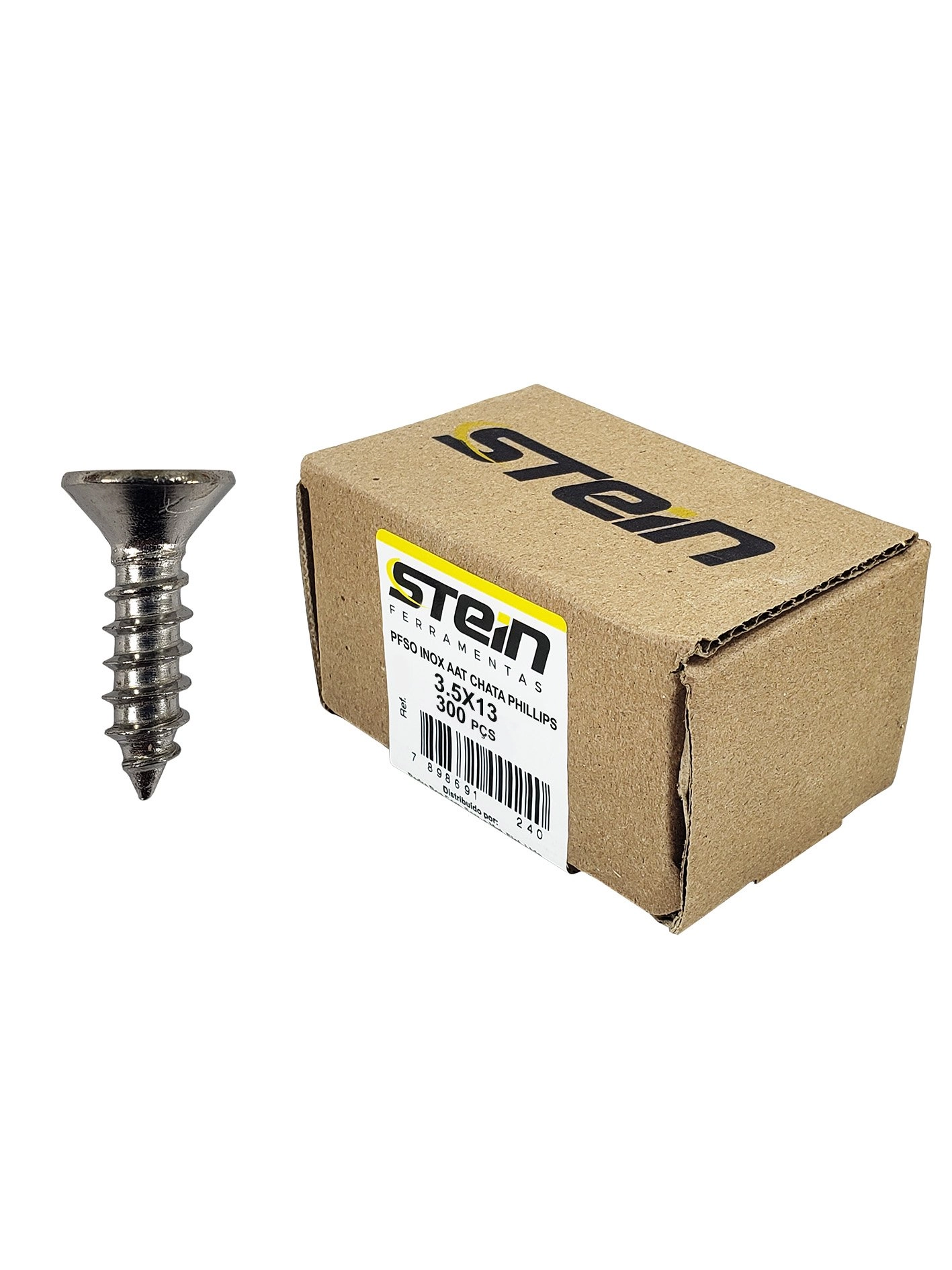 Parafuso Inox Auto Atarraxante Chata Phillips Stein 3,5x13 Caixa Com 300 Peças