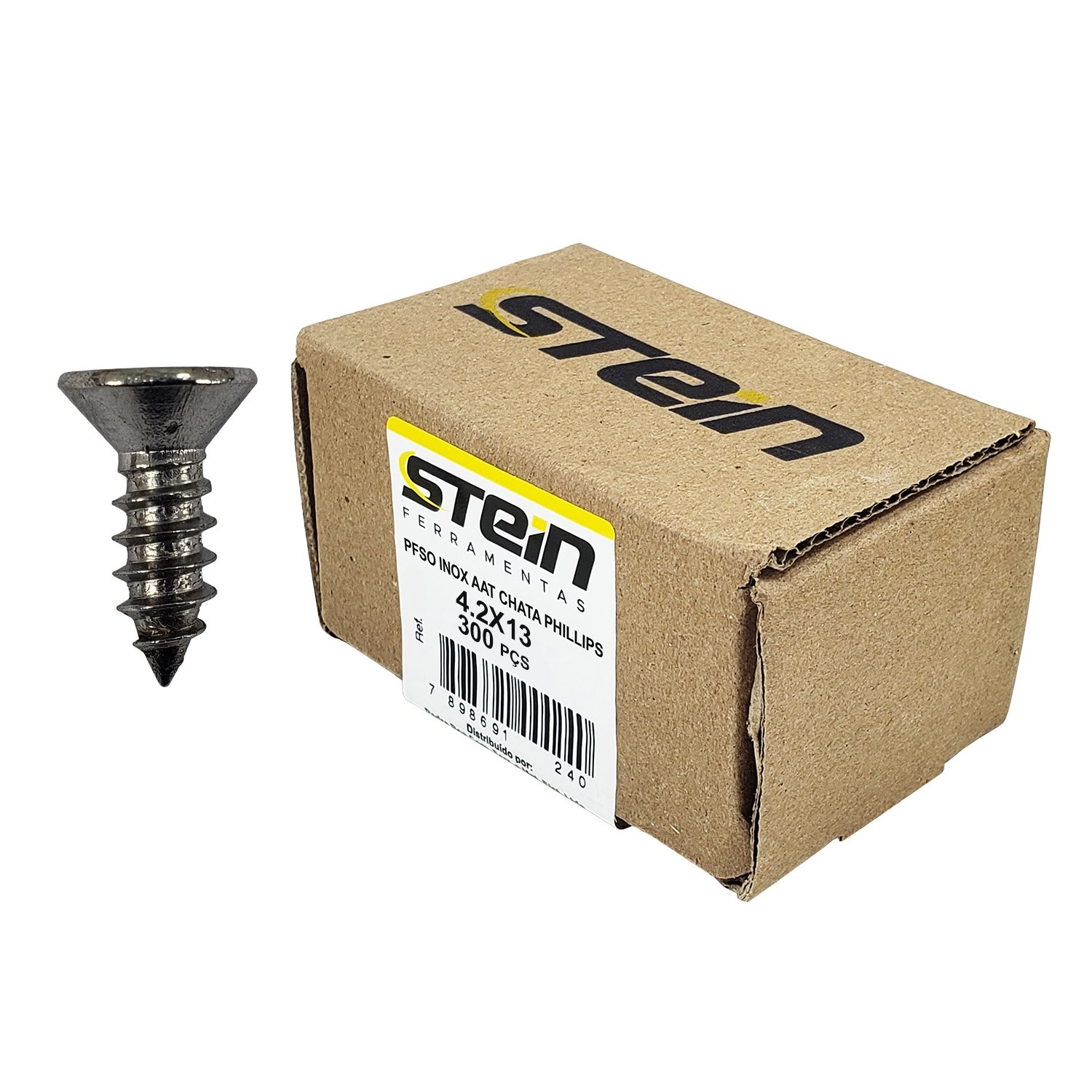 Parafuso Inox Auto Atarraxante Chata Phillips Stein 4,2x13 Caixa Com 300 Peças