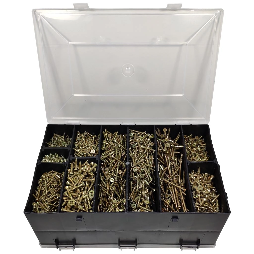 Kit Parafusos Madeira Com Maleta Ouro 3.100 Parafusos