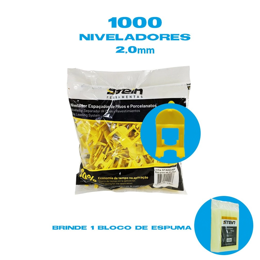 Kit 1000 Peças Espaçador Nivelador De Pisos E Porcelanato Stein 2,0 Mm