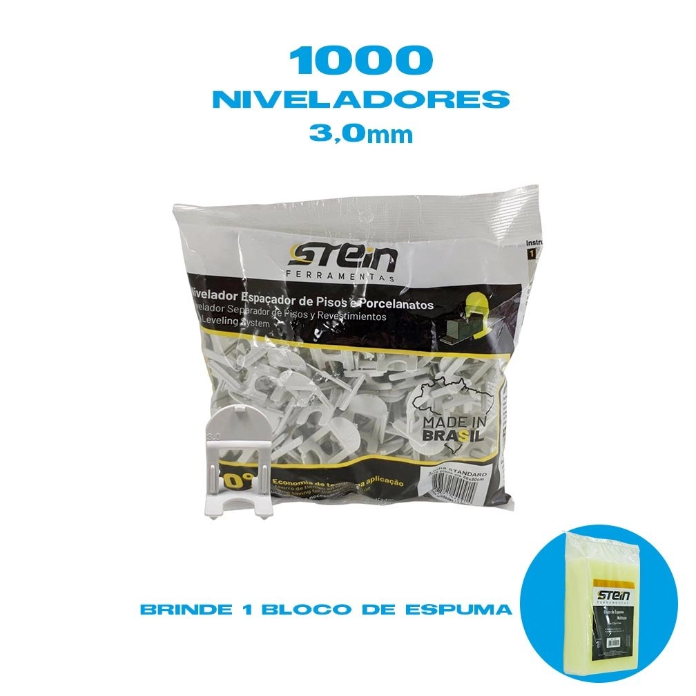 Kit 1000 Peças Espaçador Nivelador De Pisos E Porcelanato Stein 3,0 Mm