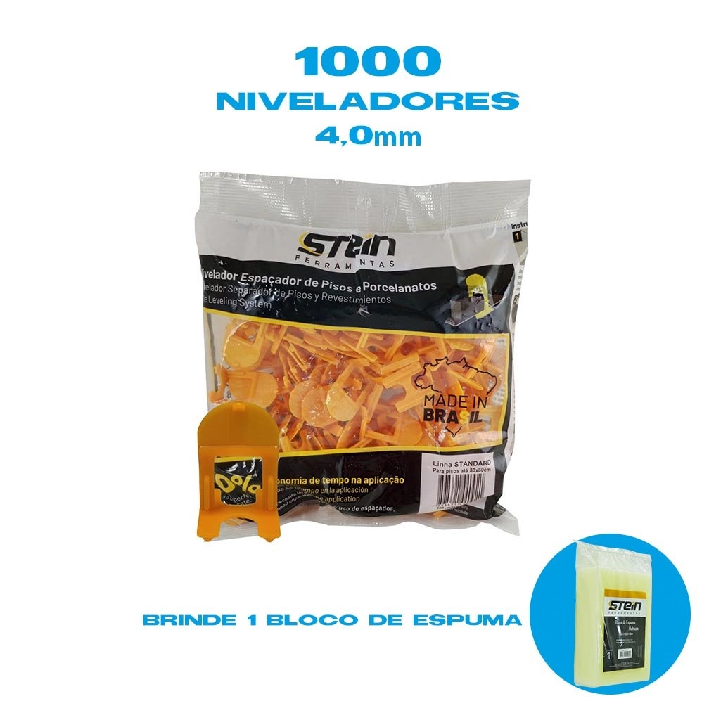Kit 1000 Peças Espaçador Nivelador De Pisos E Porcelanato Stein 4,0 Mm