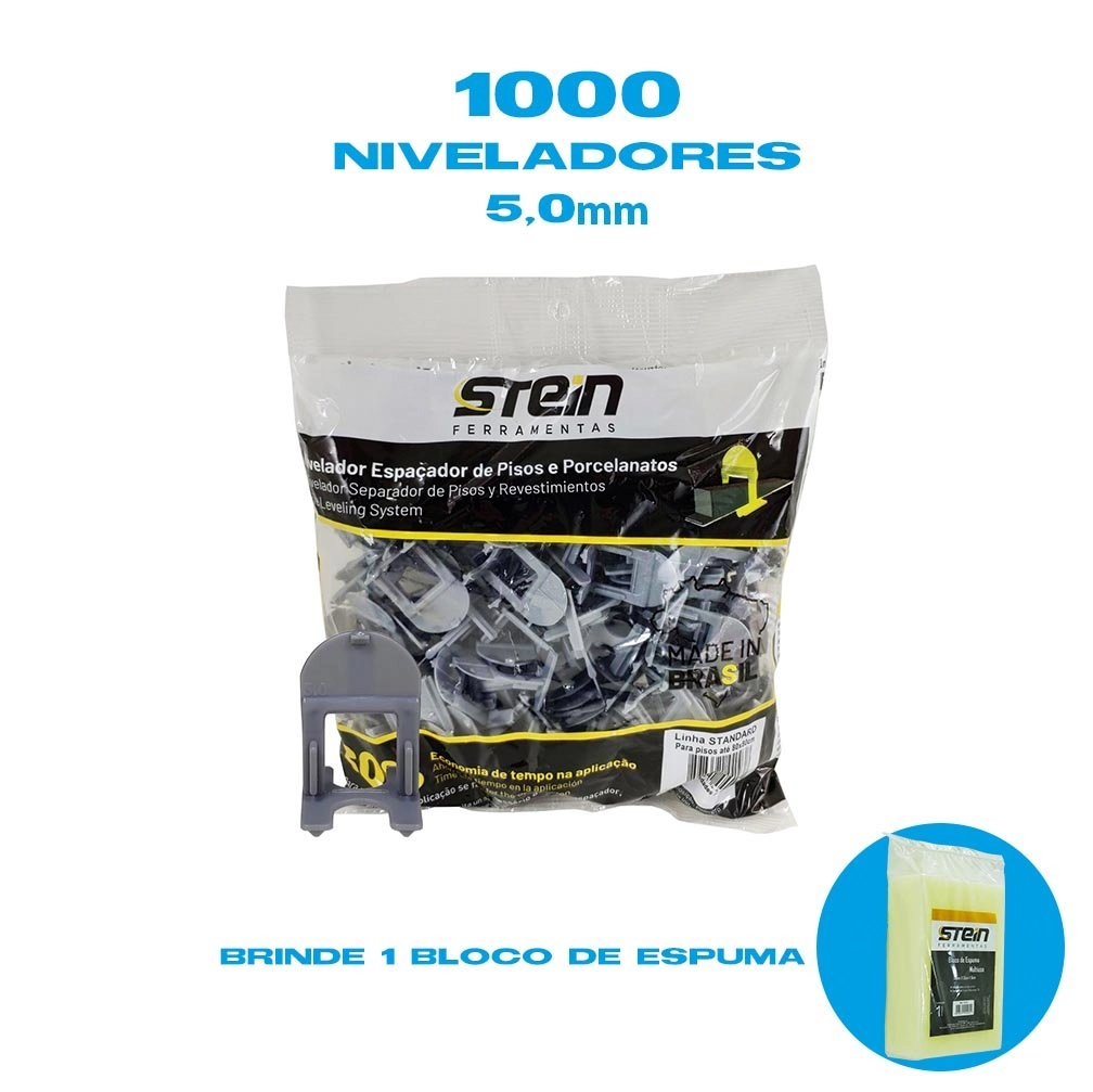 Kit 1000 Peças Espaçador Nivelador De Pisos E Porcelanato Stein 5,0mm
