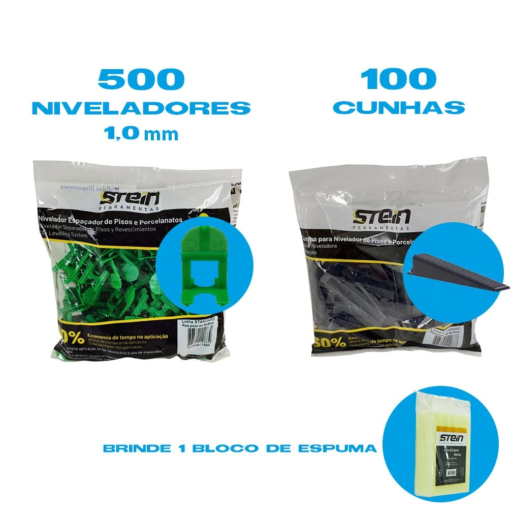Kit 500 Nivelador + 100 Cunha De Pisos E Porcelanatos - 1,0 Mm