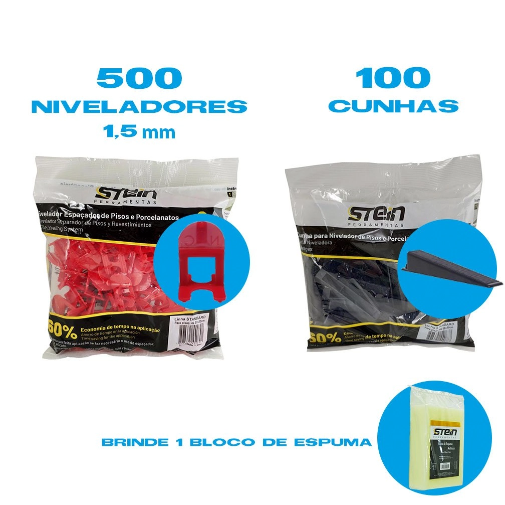 Kit 500 Nivelador + 100 Cunha De Pisos E Porcelanatos 1,5 Mm