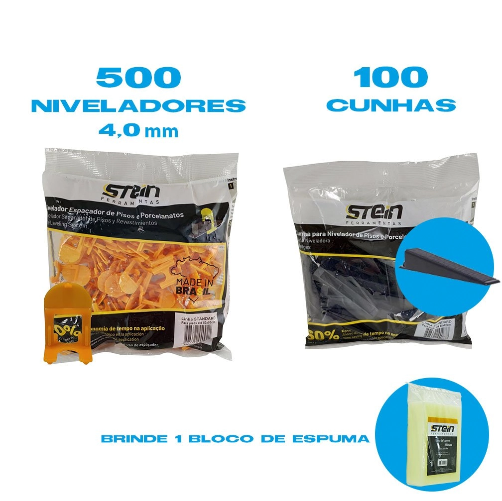Kit 500 Nivelador + 100 Cunha De Pisos E Porcelanatos 4,0 Mm