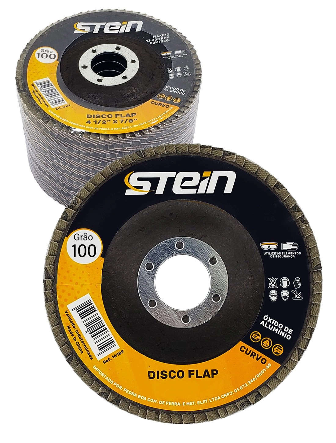 10 Peças Disco Flap Curvo 4.1/2 115mm Metais Ferrosos Grão 100 Stein
