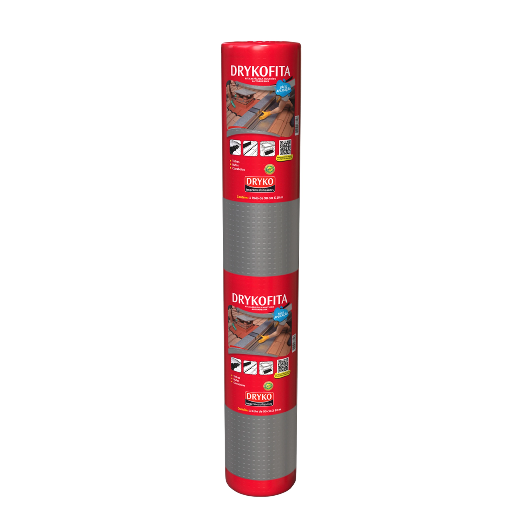 Fita Asfaltíca Autoadesiva 1mm 90cmx10m Emborrachada Cinza Drykofita Dryko