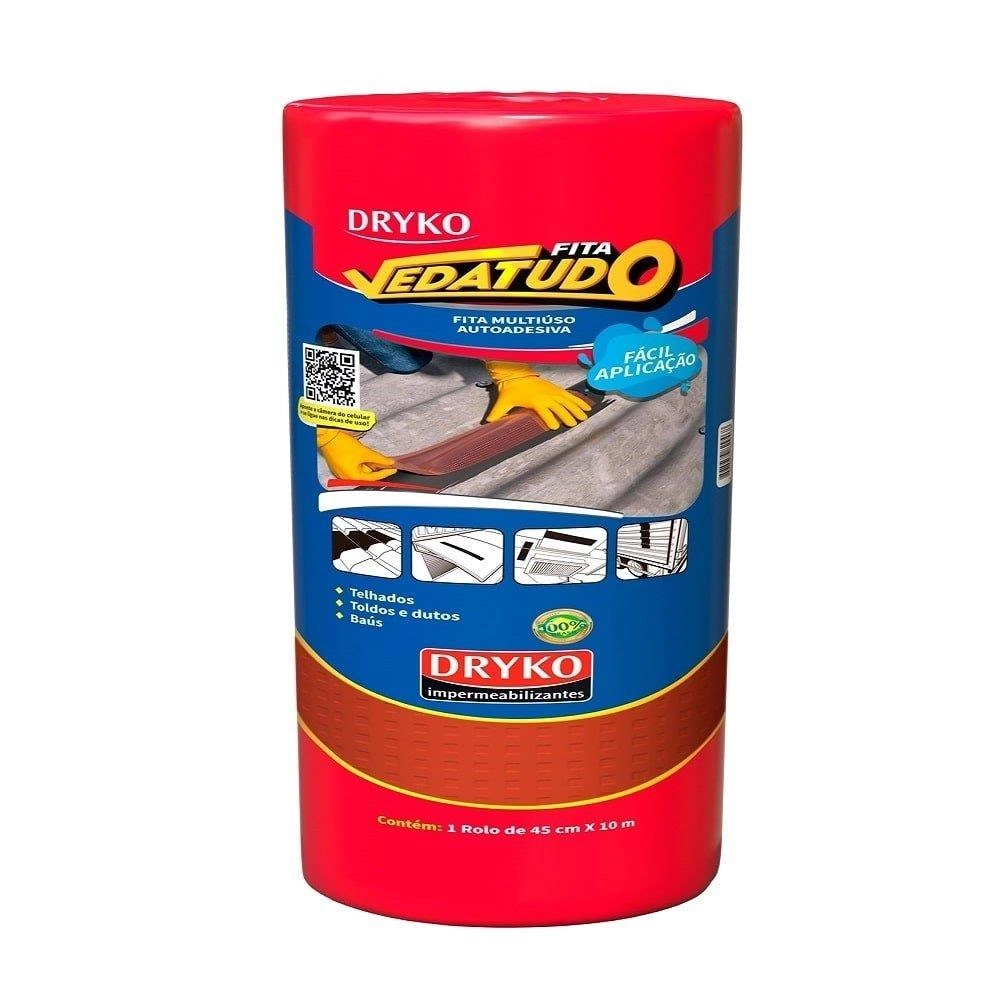 Manta Fita Asfáltica Autoadesiva Terracota Dryko 450mmx10m