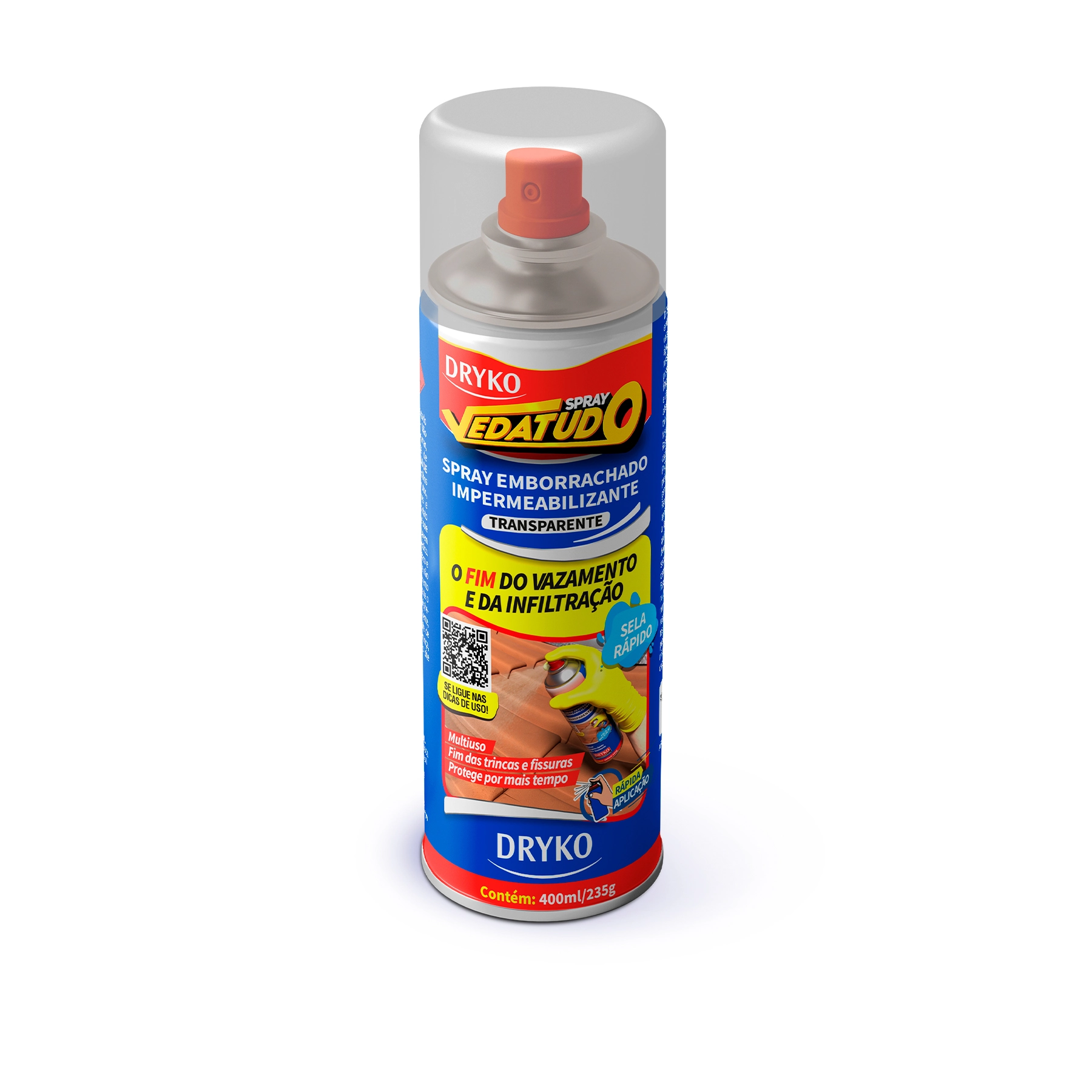 Manta Líquida Impermeabilizante Emborrachada Dryko Vedatudo Spray 400ml Incolor