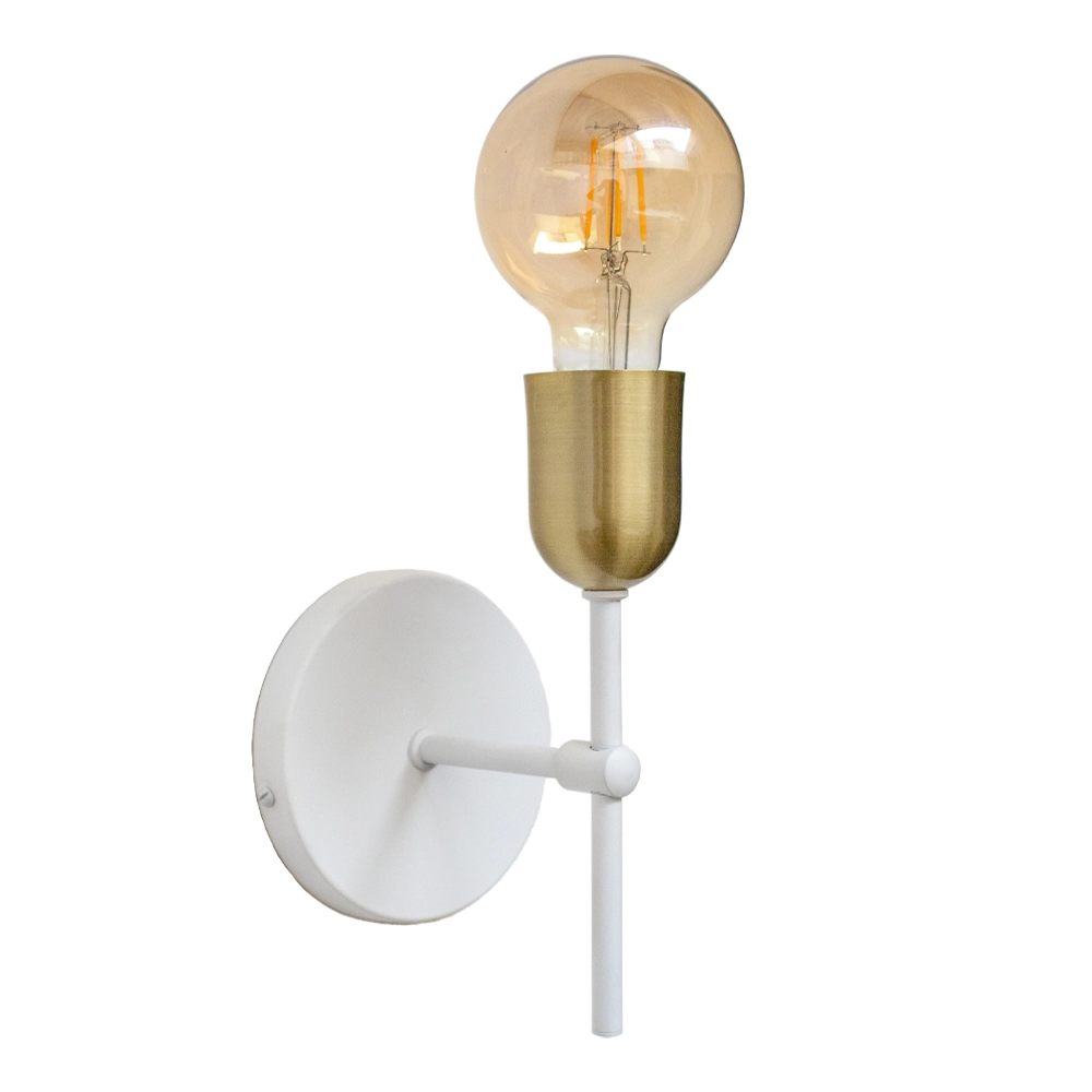 Arandela Parede Cabeceira Quarto E Lavabo Branco Com Bronze