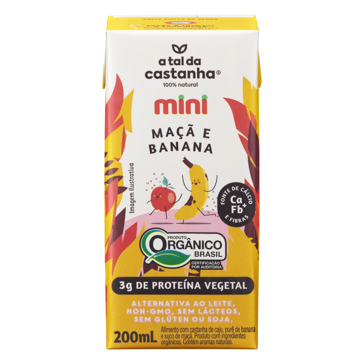 Bebida à Base De Castanha De Caju Orgânica Maçã E Banana A Tal Da Castanha Mini Caixa 200ml
