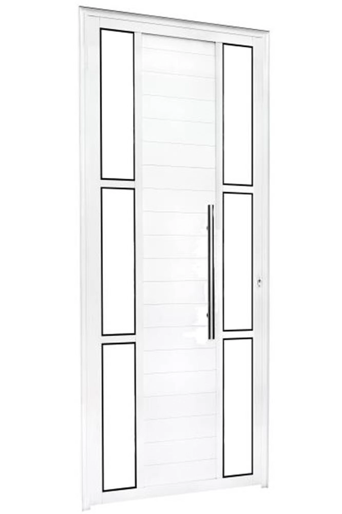 Porta Lambril C/puxador Vision 6 Vidros 2,10 X 0,80 Direita Alumínio Branco