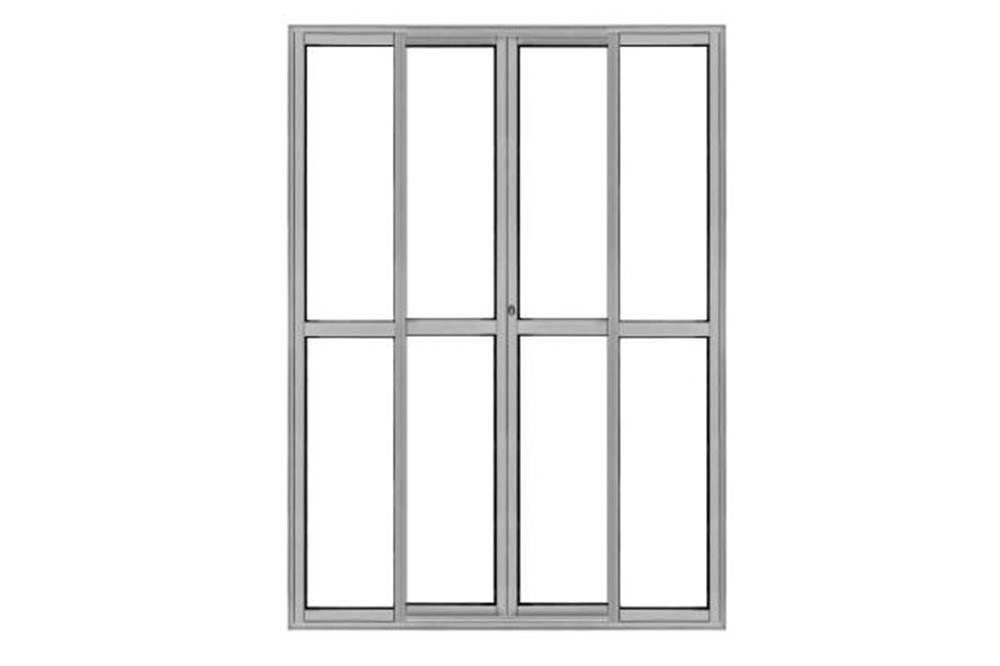 Porta Balcao L25 4 Folhas 2,10 X 1,50 Alumínio Brilhante