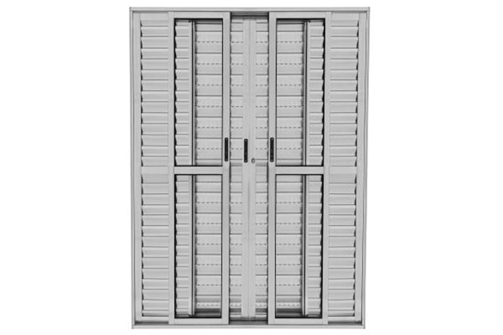 Porta Balcao L25 6 Folhas 2,10 X 1,50 Alumínio Brilhante