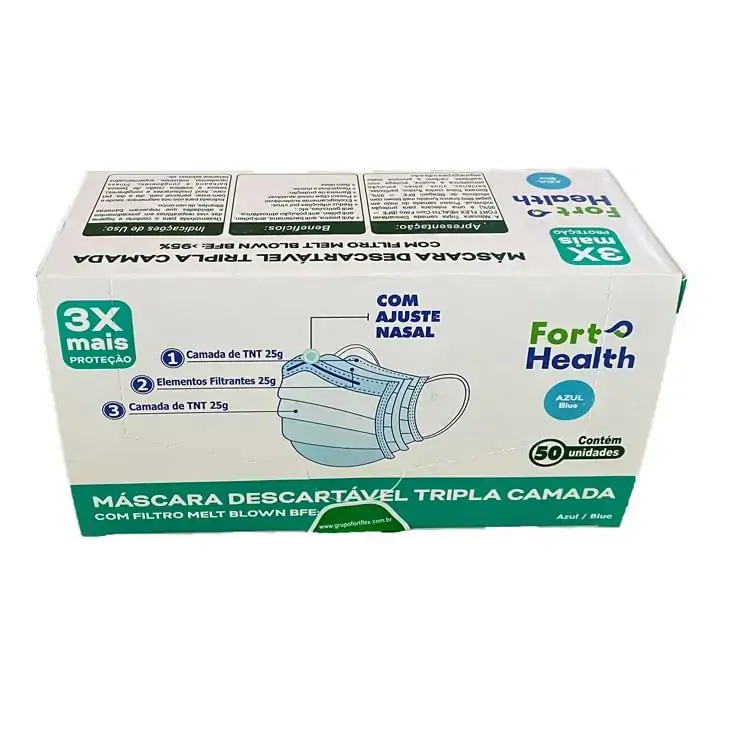 Mascara Tripla Camada Fort Health Branca 50un/1852/fort Flex