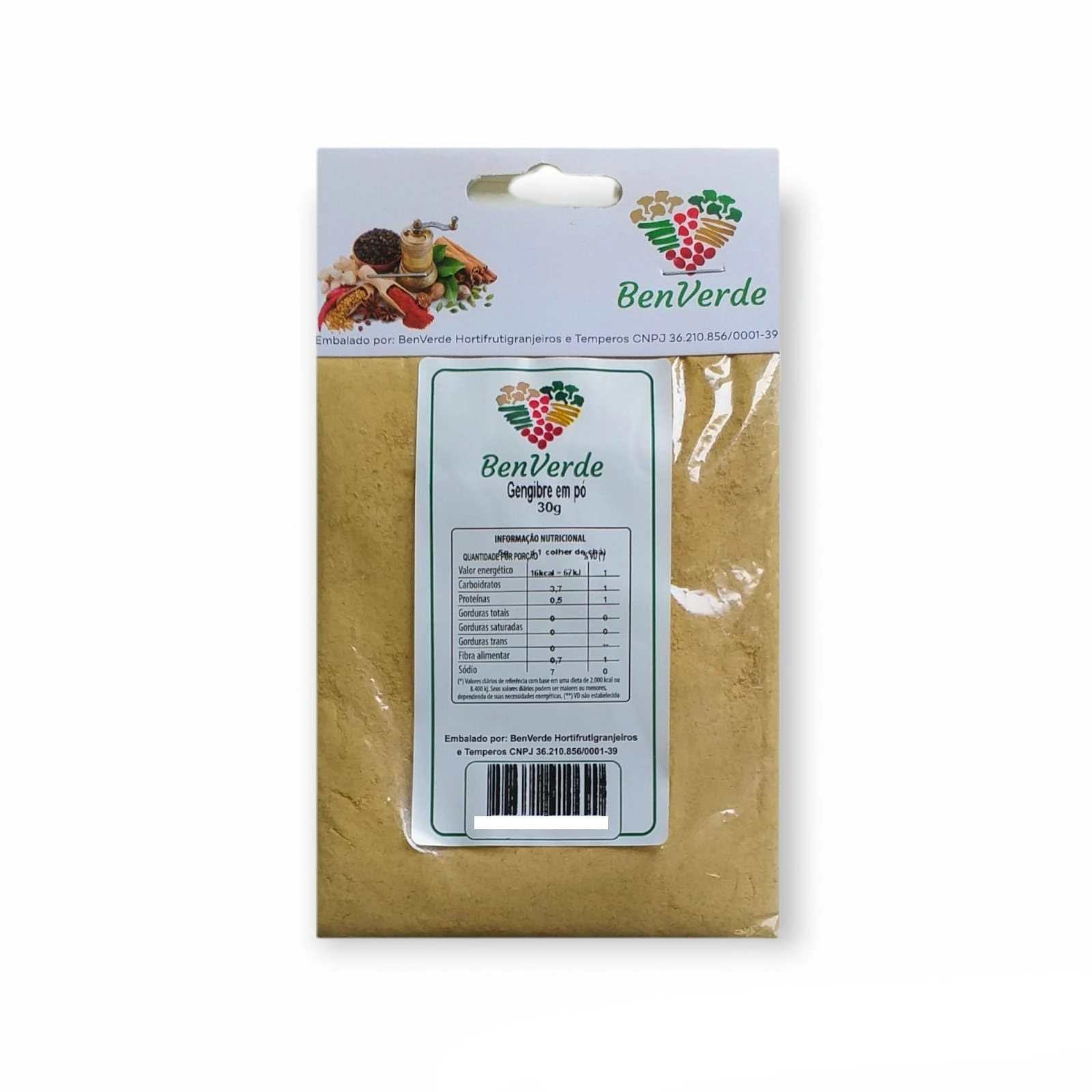 Gengibre Po Benverde Puro 30g