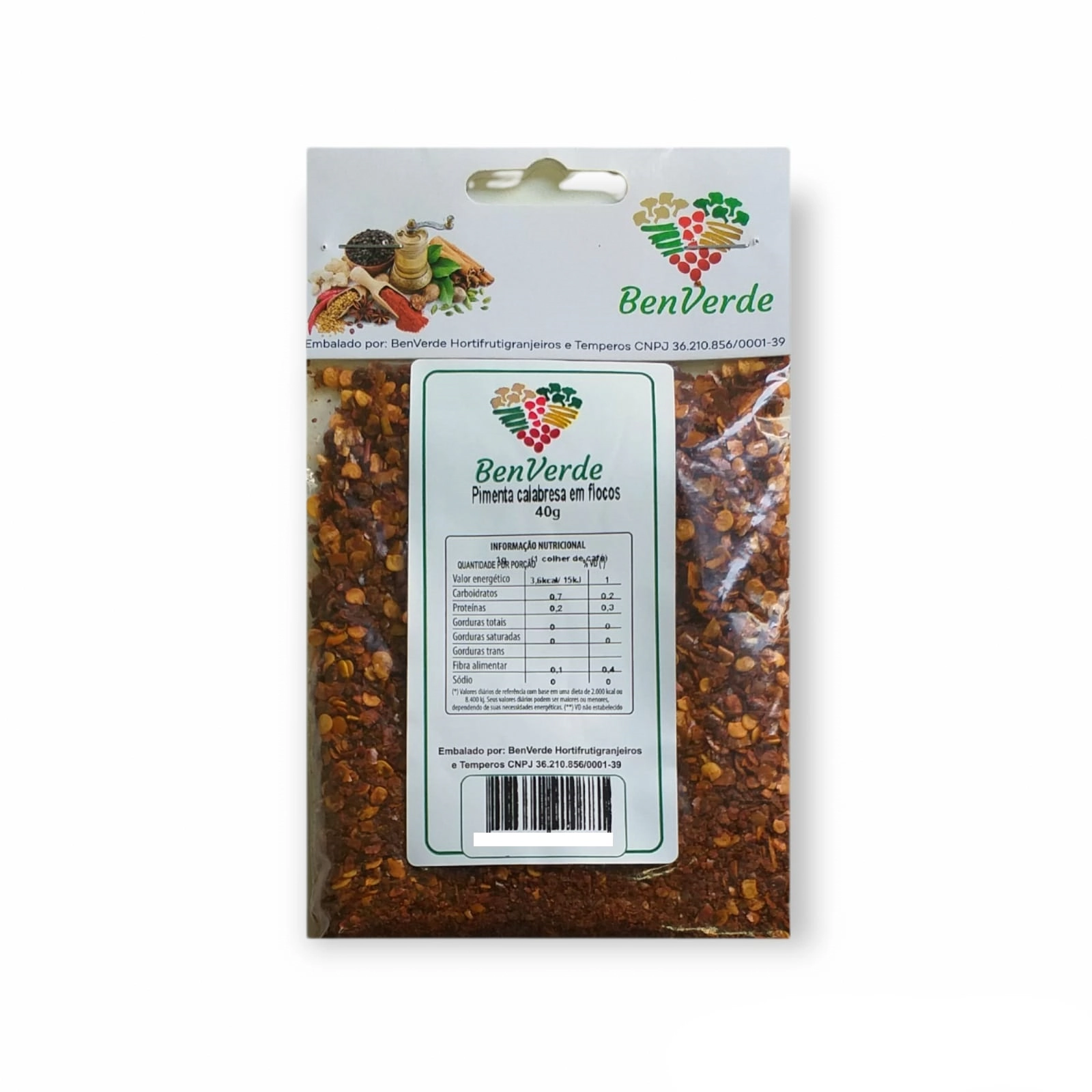 Pimenta Calabresa Benverde Flocos 40g