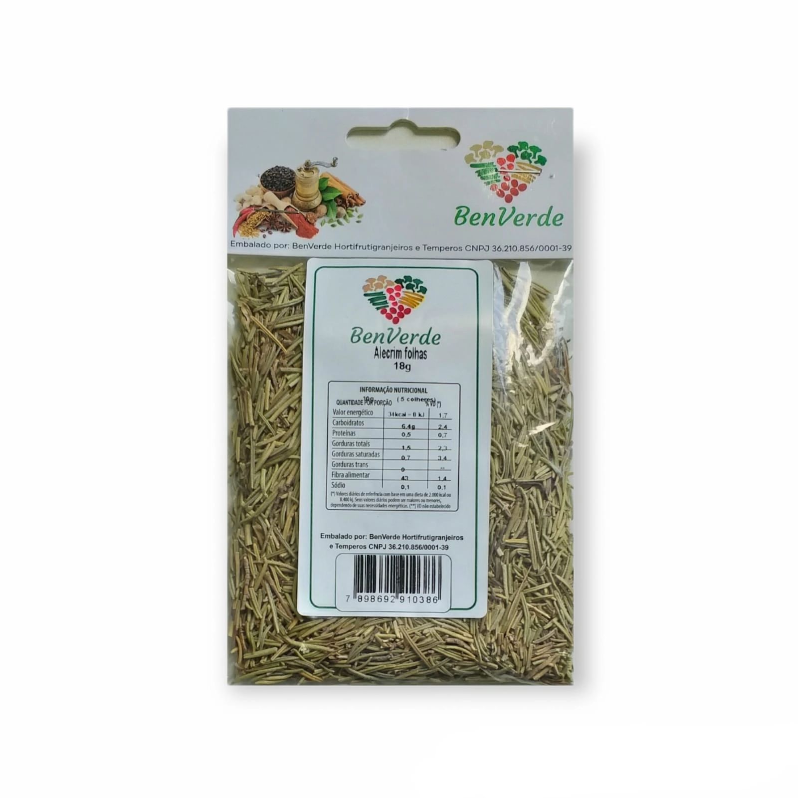 Alecrim Benverde Folhas 18g