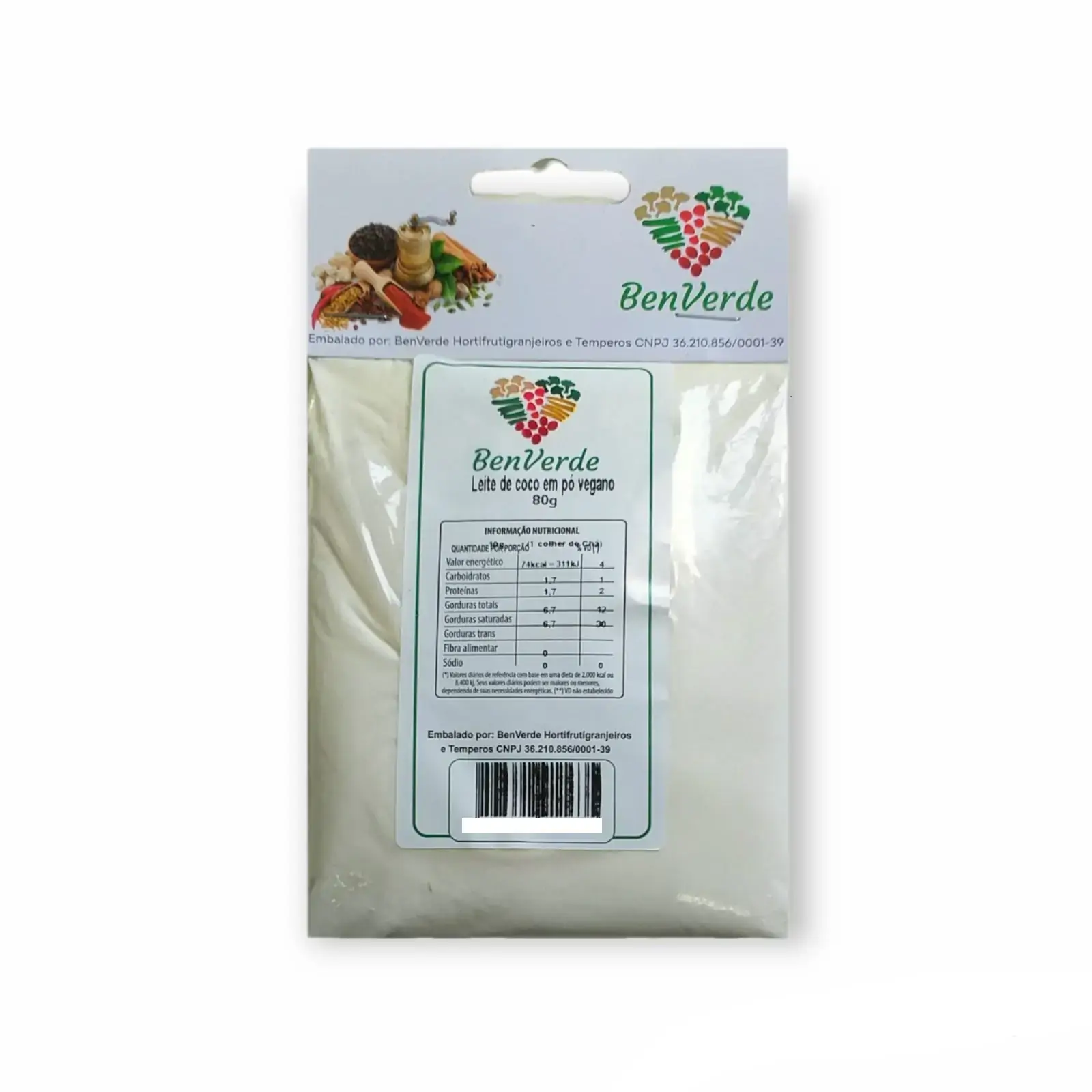 Leite Coco Po Benverde Vegano 80g